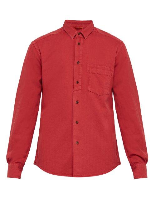 Matchesfashion.com Barena Venezia - Dorona Herringbone Twill Cotton Shirt - Mens - Red