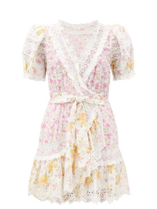 Matchesfashion.com Loveshackfancy - Belen Cotton And Lace Mini Dress - Womens - White Multi