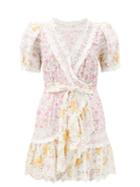 Matchesfashion.com Loveshackfancy - Belen Cotton And Lace Mini Dress - Womens - White Multi