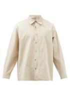 Le17septembre Homme - Curved-placket Cotton-blend Poplin Shirt - Mens - Beige