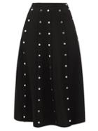 Matchesfashion.com Christopher Kane - Snap-embellished Stretch-crepe Midi Skirt - Womens - Black