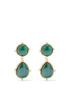 Sylvia Toledano - Pierres Dots Malachite Drop Clip Earrings - Womens - Green Gold