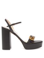 Matchesfashion.com Gucci - Gg Marmont Leather Platform Sandals - Womens - Black