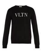 Matchesfashion.com Valentino - Logo Intarsia Wool And Cashmere Blend Sweater - Mens - Black