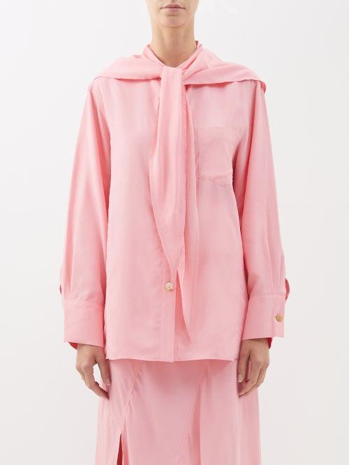 Rejina Pyo - Jolene Tie-collar Challis Shirt - Womens - Light Pink