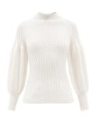 Zimmermann - Puff-sleeve Rib-knitted Cashmere Sweater - Womens - Ivory