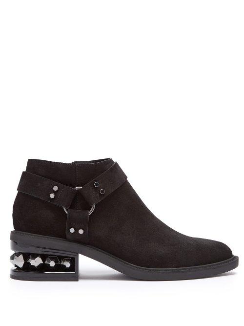 Matchesfashion.com Nicholas Kirkwood - Suzi Crystal Heeled Suede Ankle Boots - Womens - Black