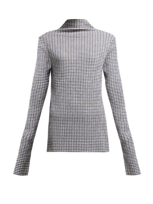 Matchesfashion.com Jil Sander - Long Sleeve Gingham Top - Womens - Navy White