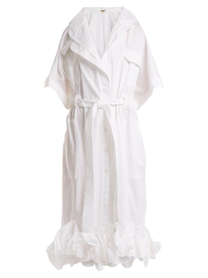 Johanna Ortiz Ruffled-hem Belted Stretch-cotton Dress