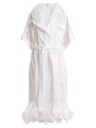 Johanna Ortiz Ruffled-hem Belted Stretch-cotton Dress