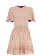 Alexander Mcqueen Pleated A-line Intarsia-knit Mini Dress