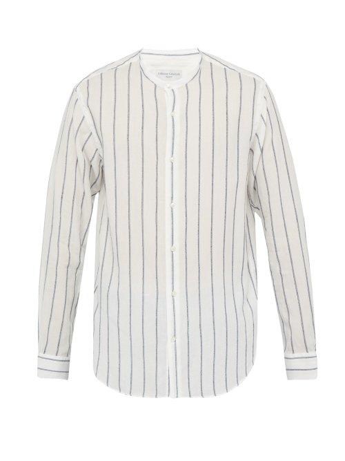 Matchesfashion.com Officine Gnrale - Gaspard Striped Jacquard Cotton Shirt - Mens - White Multi