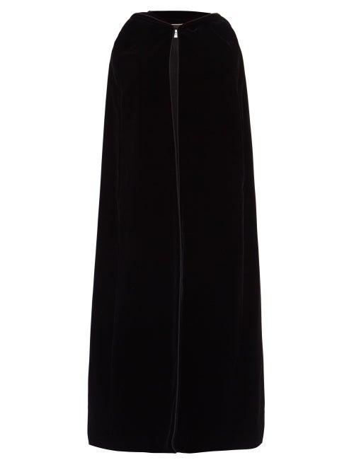 Matchesfashion.com Saint Laurent - Hooded Velvet Cape - Womens - Black