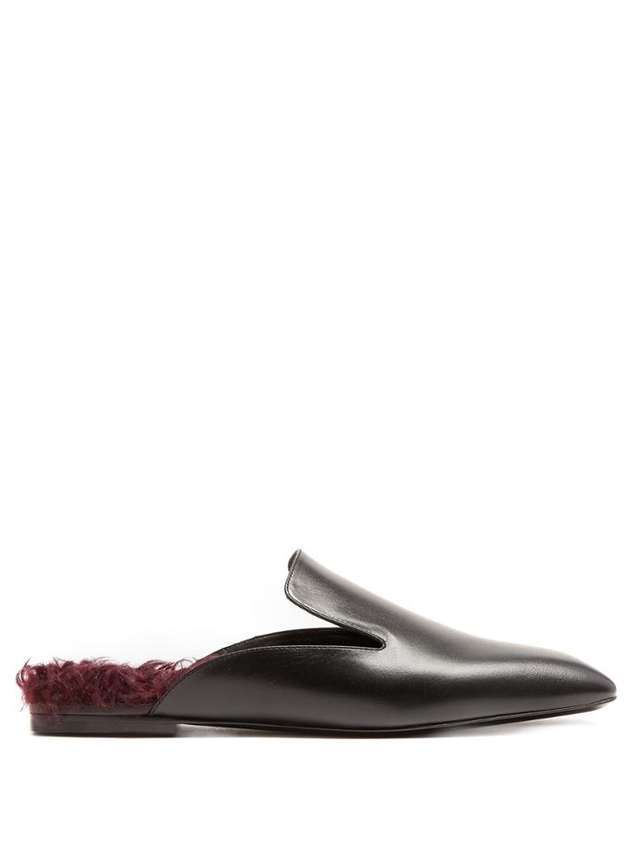 Jil Sander Fur-lined Backless Leather Loafers