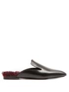 Jil Sander Fur-lined Backless Leather Loafers