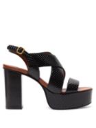Matchesfashion.com See By Chlo - Cross-strap Snake-effect Leather Platform Sandals - Womens - Black