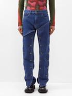 Y/project - Buttoned-panel Straight-leg Jeans - Mens - Indigo