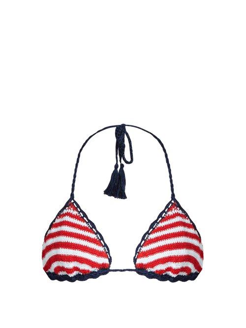 Matchesfashion.com Anna Kosturova - Sailor Sliding Striped Bikini Top - Womens - Red White