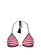 Matchesfashion.com Anna Kosturova - Sailor Sliding Striped Bikini Top - Womens - Red White