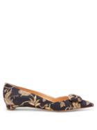 Matchesfashion.com Rupert Sanderson - Aga Point Toe Brocade Flats - Womens - Black Gold