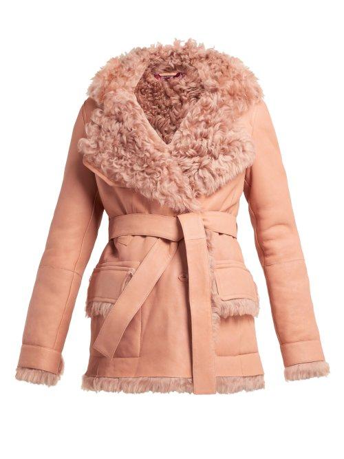 Matchesfashion.com Sies Marjan - Rudy Belted Shearling Coat - Womens - Pink