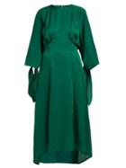 Matchesfashion.com Petar Petrov - Duran Asymmetric Draped Silk Blend Midi Dress - Womens - Green