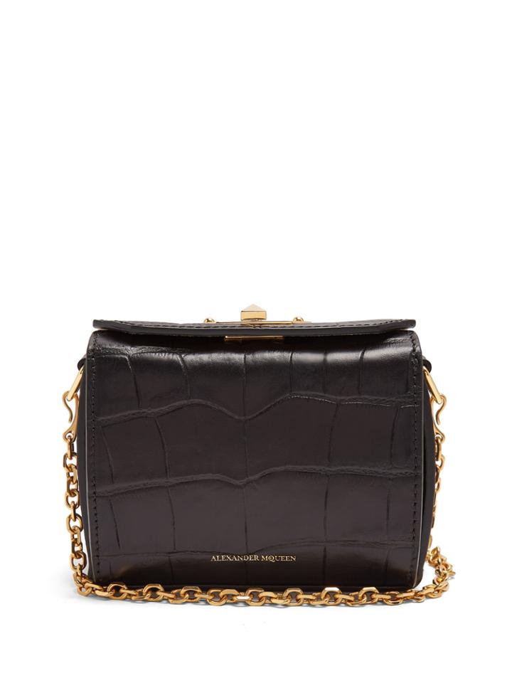 Alexander Mcqueen Box Nano Crocodile-effect Leather Bag