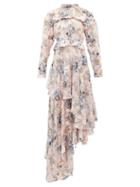 Matchesfashion.com Preen By Thornton Bregazzi - Caylee Floral Devor-satin Tiered Maxi Dress - Womens - Pink Print
