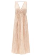 Matchesfashion.com Mes Demoiselles - Cleopatre Crinkled Cotton-blend Midi Dress - Womens - Light Pink