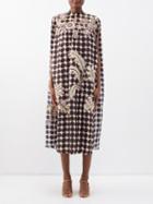 Biyan - Anatoly Embroidered Polka-dot Silk-blend Dress - Womens - Terracotta Multi
