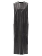 The Row - Worthy Round-neck Leather Midi Dress - Womens - Black