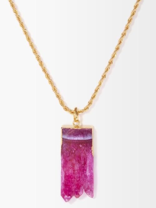 Crystal Haze - Agate & 18kt Gold-plated Necklace - Womens - Pink Gold
