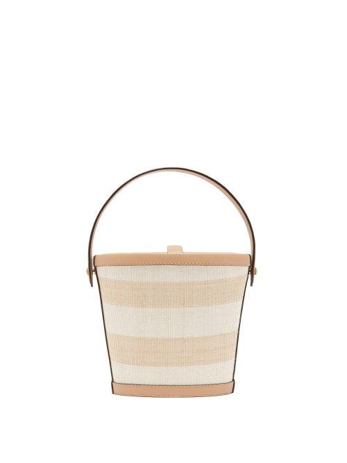 Matchesfashion.com Hunting Season - The Bucket Striped-rattan And Leather Bag - Womens - Tan