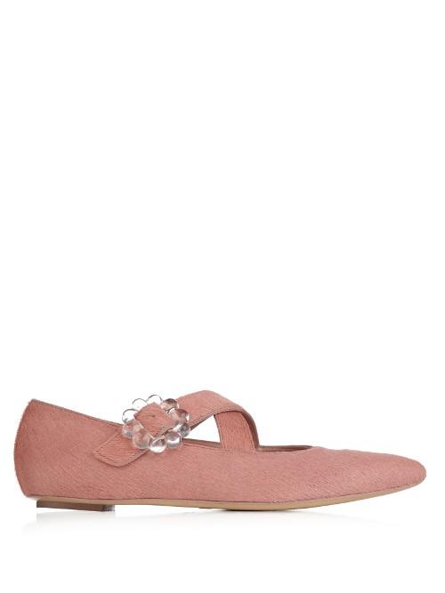Simone Rocha Cross-strap Calf-hair Flats