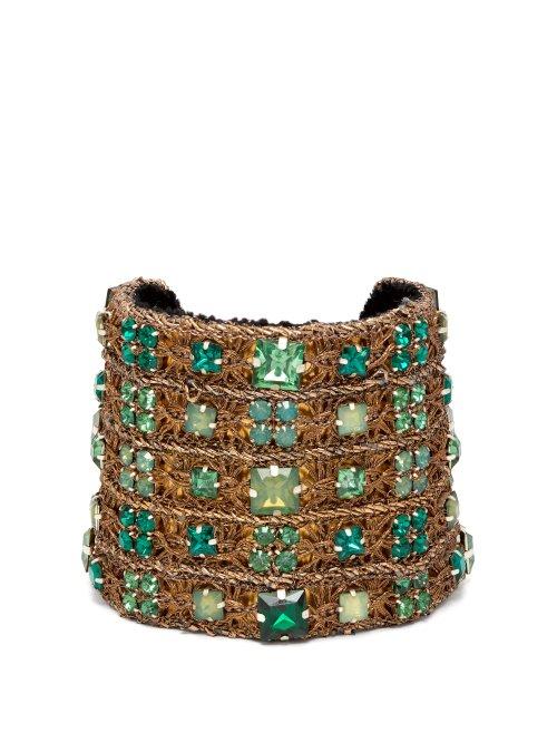 Matchesfashion.com Rebecca De Ravenel - Carmen Embellished Cuff - Womens - Green