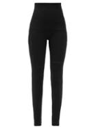Matchesfashion.com Fendi - Ff-jacquard Mock-neck Thermal Leggings - Womens - Black
