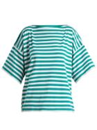Matchesfashion.com Marni - Boat Neck Striped Cotton Top - Womens - Green Stripe