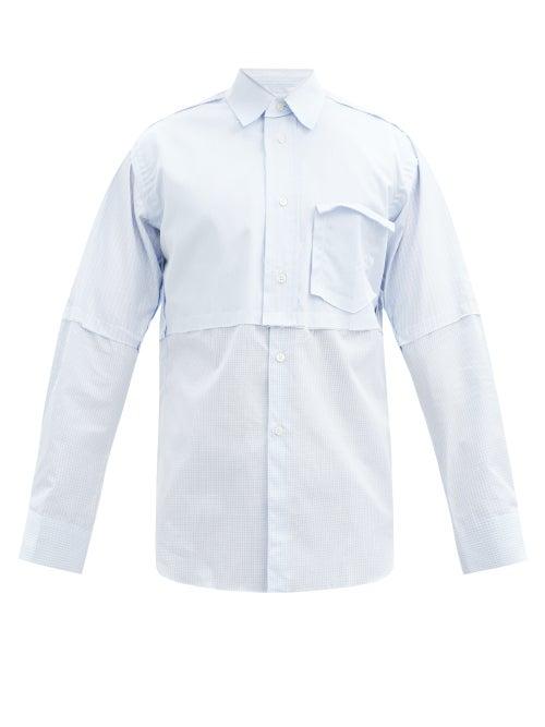 Matchesfashion.com Comme Des Garons Shirt - Panelled Cotton-poplin Shirt - Mens - Light Blue