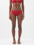 Marysia - Spring Scalloped Bikini Briefs - Womens - Dark Red