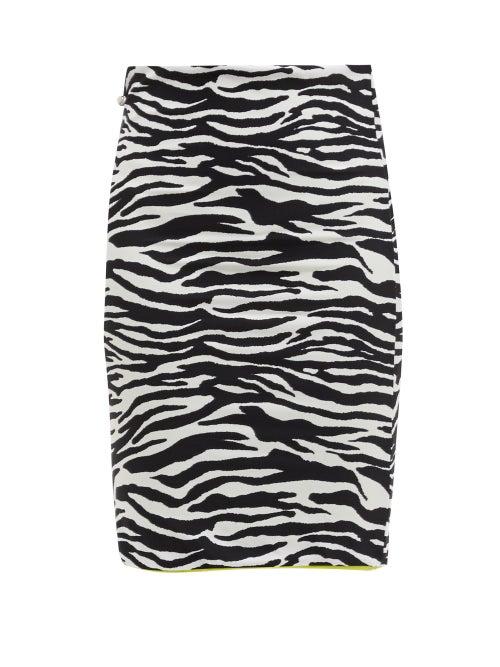 Matchesfashion.com The Attico - Zebra-striped Jersey Mini Skirt - Womens - White Black
