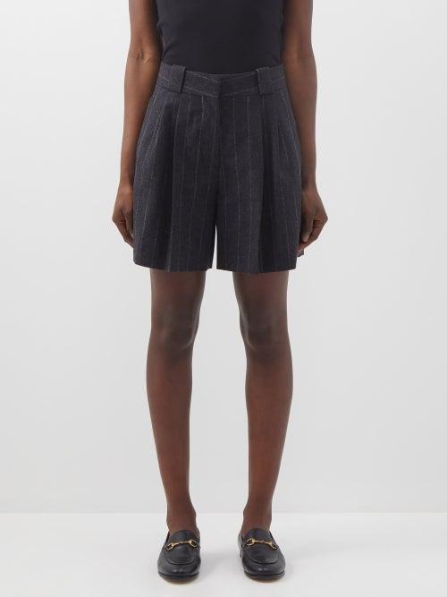 Blaz Milano - Ferien Striped Wool-blend Shorts - Womens - Grey Stripe