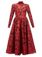 Matchesfashion.com Erdem - Tedora Metallic Floral Silk Blend Dress - Womens - Red