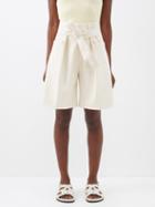 Toteme - Tie-waist Organic-cotton Shorts - Womens - Ecru