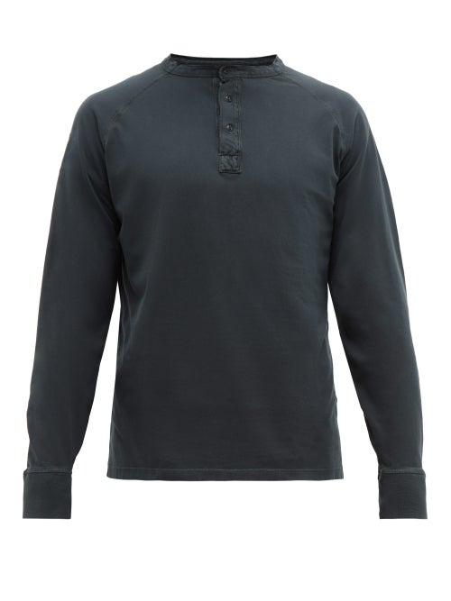 Matchesfashion.com Officine Gnrale - Henley Button Down Cotton T Shirt - Mens - Grey
