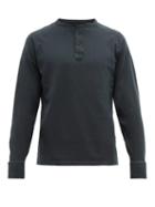 Matchesfashion.com Officine Gnrale - Henley Button Down Cotton T Shirt - Mens - Grey