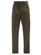 Matchesfashion.com Another Aspect - Single-pleated Wool-blend Trousers - Mens - Green