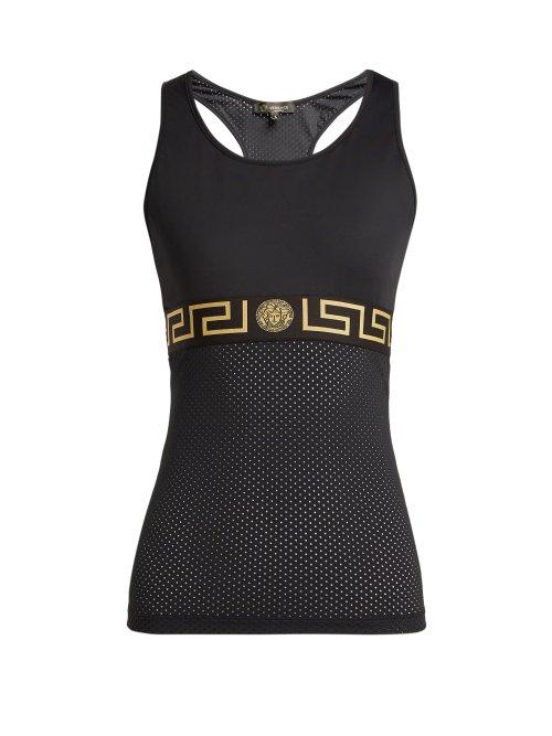 Matchesfashion.com Versace - Logo Mesh Performance Tank Top - Womens - Black Gold