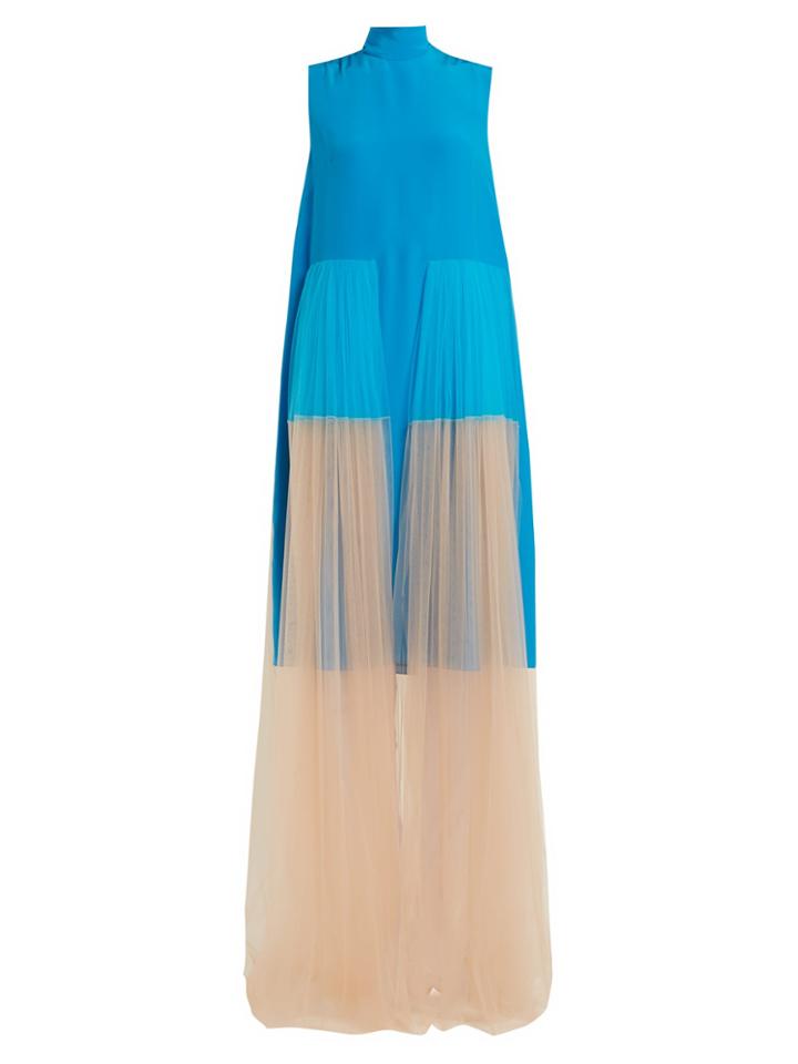Delpozo Tulle-panelled Silk Dress