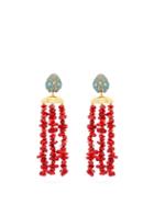Matchesfashion.com Begum Khan - Lady Bug Corsica Turquoise Stone Clip Earrings - Womens - Red Multi