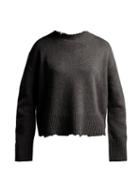 Matchesfashion.com Helmut Lang - Distressed Crew Neck Sweater - Womens - Light Grey